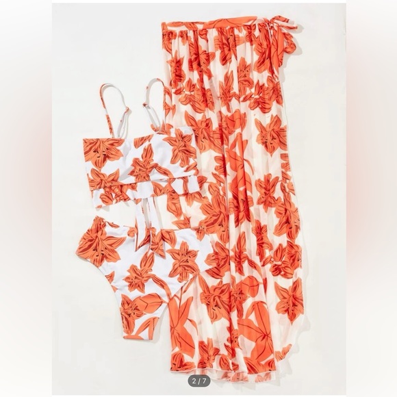 Swim Nwt L Piece Floral Graphic Front Knot Bikini Swimsuit And Cover